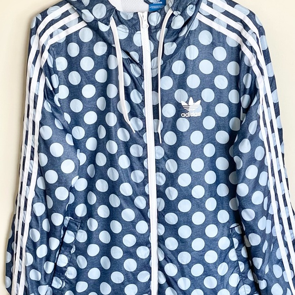 Adidas Originals Tokyo Windbreaker Blue Polka Dot Full Zip Jacket Women’s Medium - Picture 3 of 13